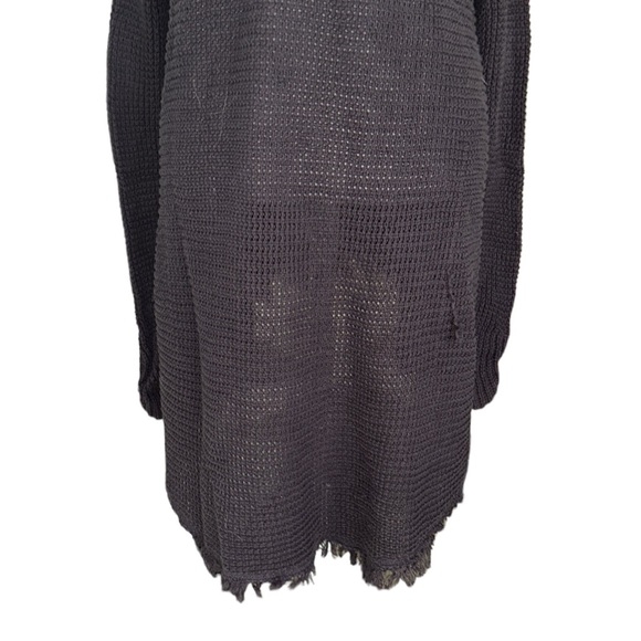 Free People Moonshine Dark Gray V-Neck Cold Shoulder A-Line Knit Sweater - M / L - Picture 11 of 15